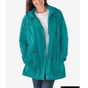 Woman Within Teal Zip-Up Jacket 6X